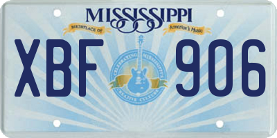 MS license plate XBF906