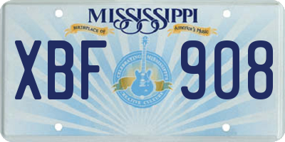 MS license plate XBF908