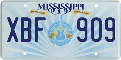 MS license plate XBF909