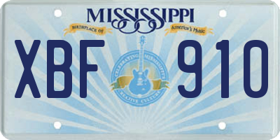 MS license plate XBF910
