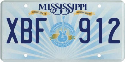 MS license plate XBF912
