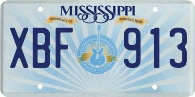 MS license plate XBF913