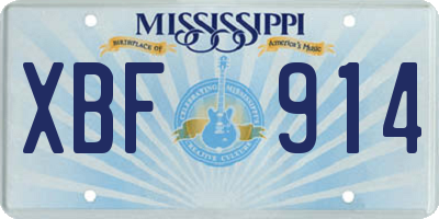 MS license plate XBF914