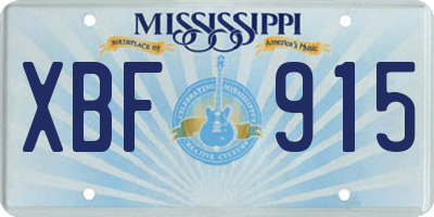 MS license plate XBF915