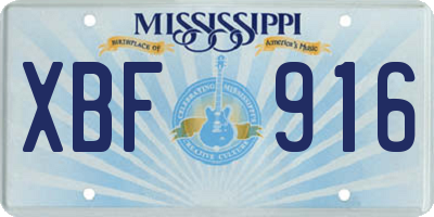 MS license plate XBF916
