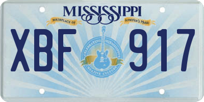 MS license plate XBF917