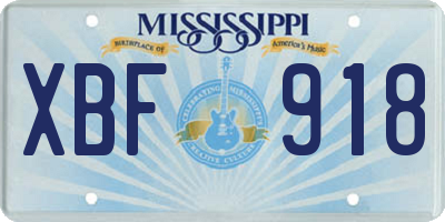 MS license plate XBF918