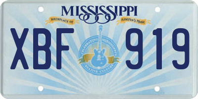 MS license plate XBF919