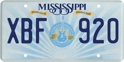 MS license plate XBF920