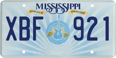 MS license plate XBF921