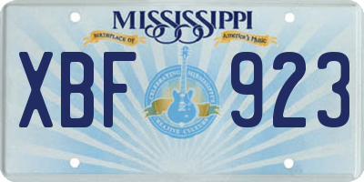 MS license plate XBF923