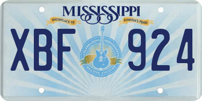 MS license plate XBF924