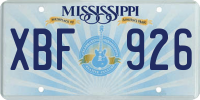 MS license plate XBF926