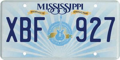 MS license plate XBF927