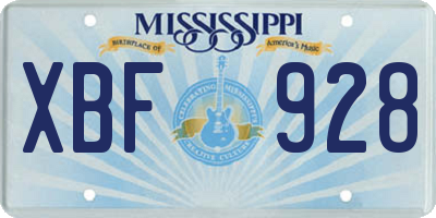 MS license plate XBF928