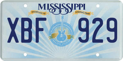 MS license plate XBF929
