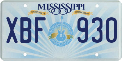 MS license plate XBF930
