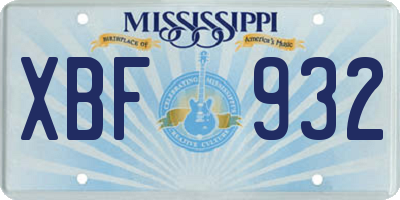 MS license plate XBF932