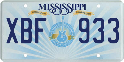 MS license plate XBF933