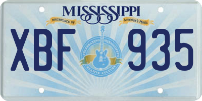 MS license plate XBF935
