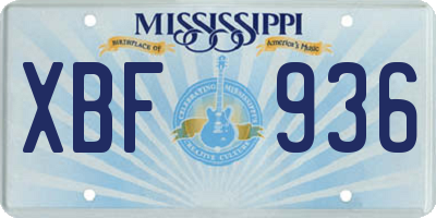 MS license plate XBF936