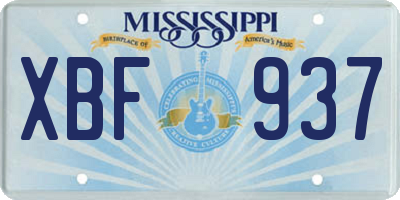 MS license plate XBF937
