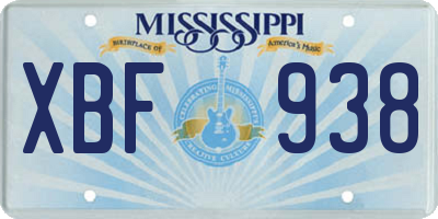 MS license plate XBF938