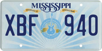 MS license plate XBF940