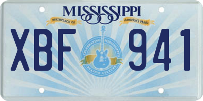MS license plate XBF941