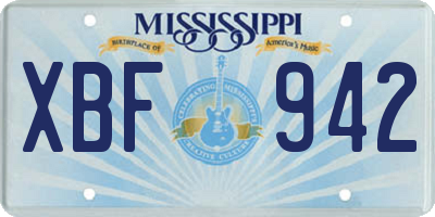 MS license plate XBF942