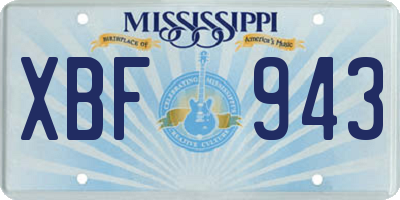 MS license plate XBF943