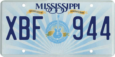 MS license plate XBF944