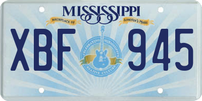 MS license plate XBF945