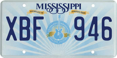 MS license plate XBF946