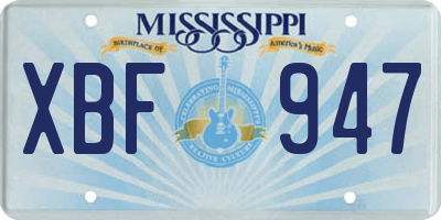MS license plate XBF947