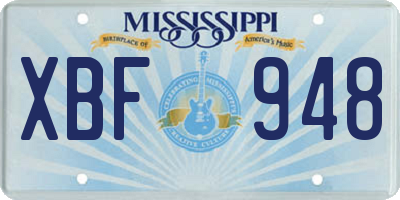 MS license plate XBF948
