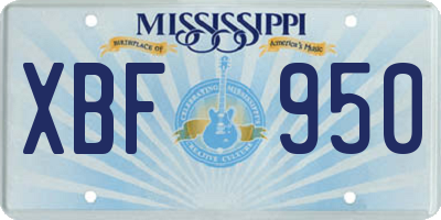 MS license plate XBF950