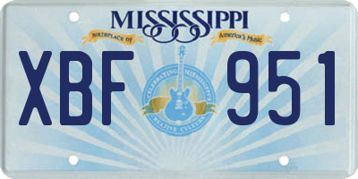 MS license plate XBF951
