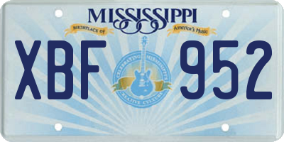 MS license plate XBF952