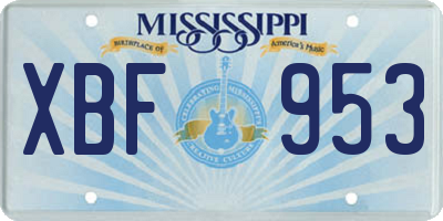 MS license plate XBF953