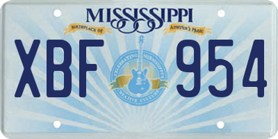 MS license plate XBF954