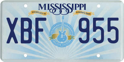 MS license plate XBF955