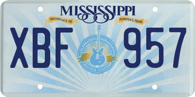MS license plate XBF957