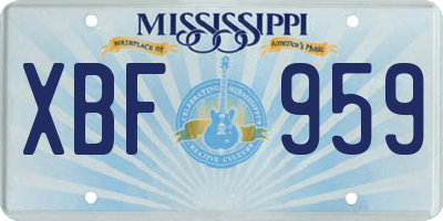 MS license plate XBF959