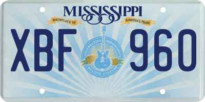 MS license plate XBF960