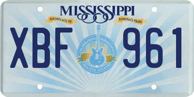 MS license plate XBF961