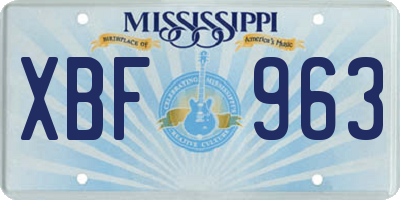 MS license plate XBF963