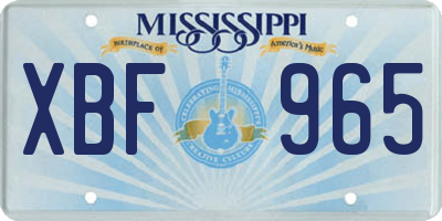 MS license plate XBF965