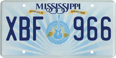 MS license plate XBF966