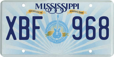 MS license plate XBF968